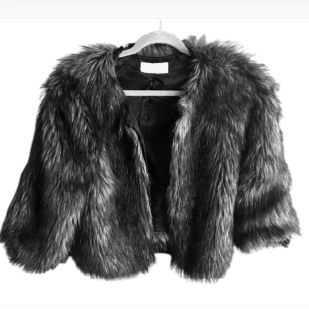MICHAEL KORS FAUX FUR JACKET BEAUTIFUL! PERFECT! sz M Dark Gray Blend